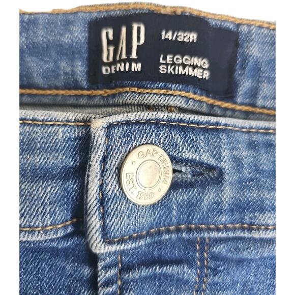 Gap 1969 Jeans Women Size 14/32R Blue Cotton Stretch High Rise Legging Skimmer. - Picture 2 of 14